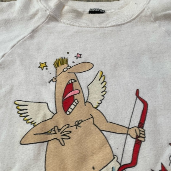 Vintage Mr. Valentine Cartoon Cupid Valentine's Day Graphic 1980s Sweatshirt - Picture 6 of 7